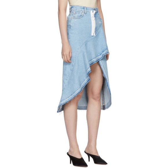 Off-White Blue Denim Ruffles Skirt Size 38 - Picture 4 of 14